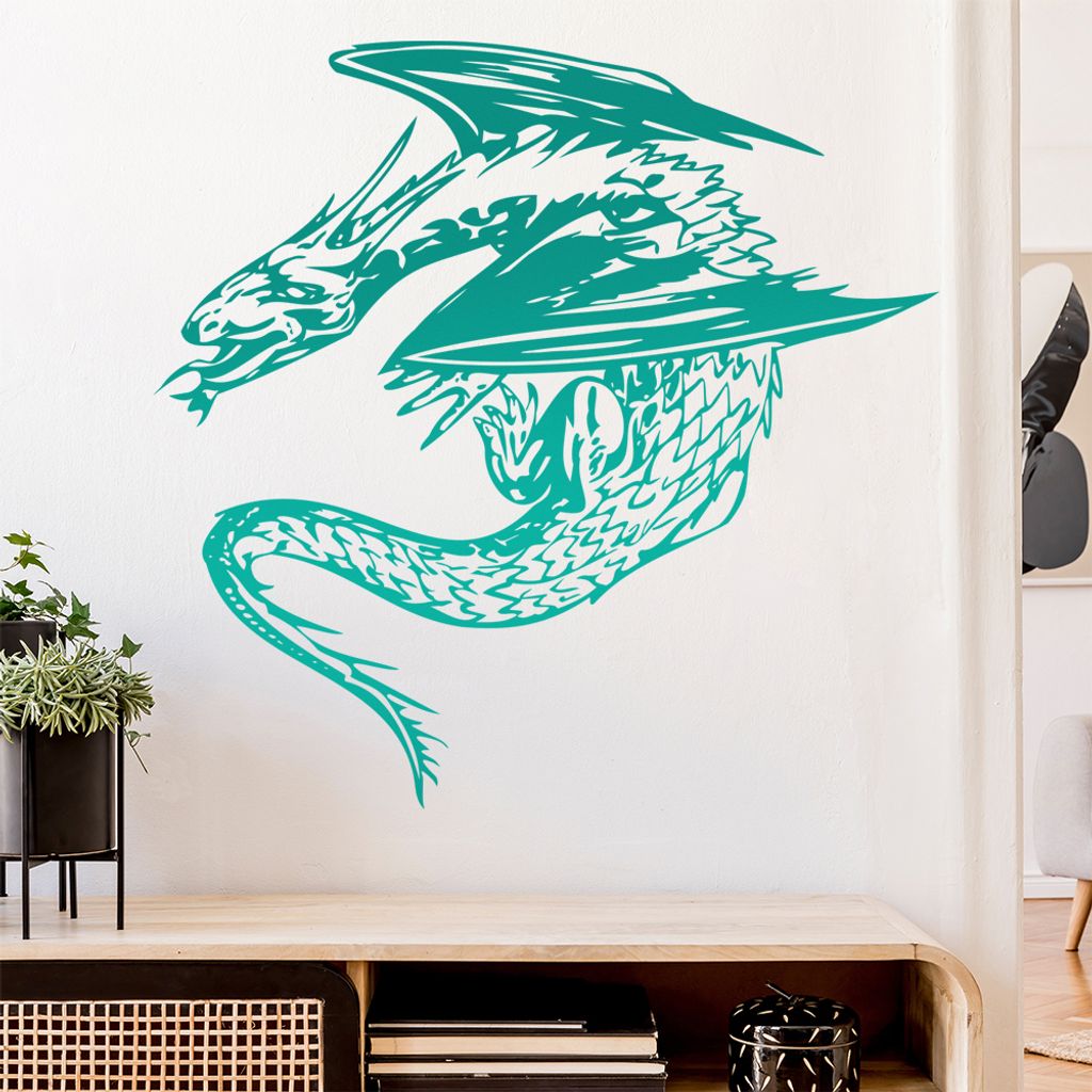 Drachenhort Wandtattoo in 6 Größen - Wandaufkleber Wall Sticker - Dekoration, Küche, Wohnzimmer, Schlafzimmer, Badezimmer