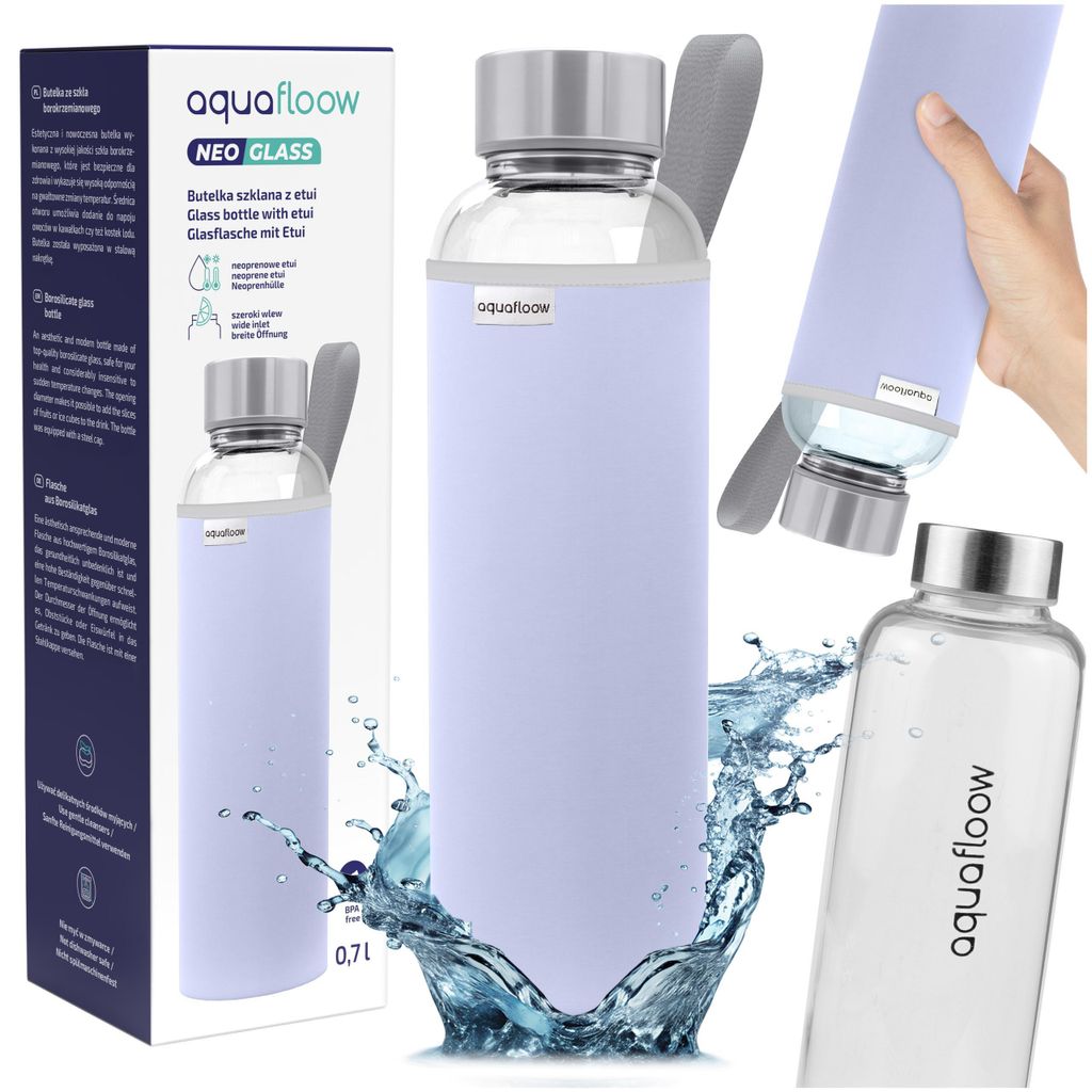 Bouteille d'eau en verre Aquafloow NeoGlass 700 ml – Étui Image du produit 