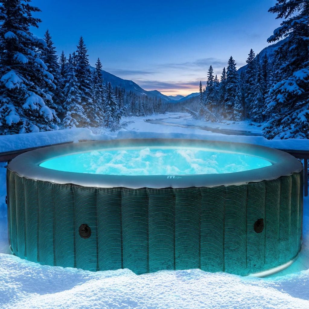BRAST Whirlpool aufblasbar MSpa Starry mit LED Beleuchtung für 6 Personen Ø204x70cm In- Outdoor Pool 138 Massagedüsen Energiespar-Timer Heizung ...