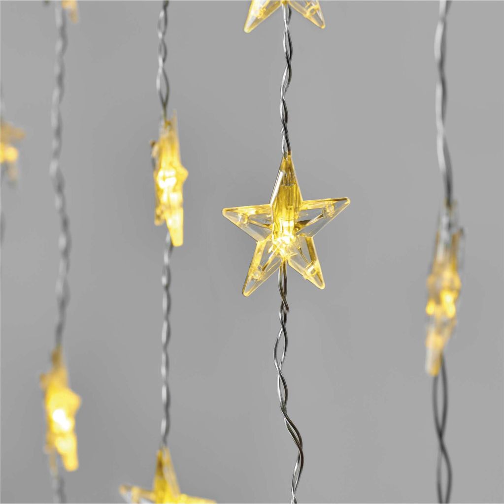 LED Weihnachtsvorhang – Sterne, 120x90 cm, Innen, warm-weiß, Timer