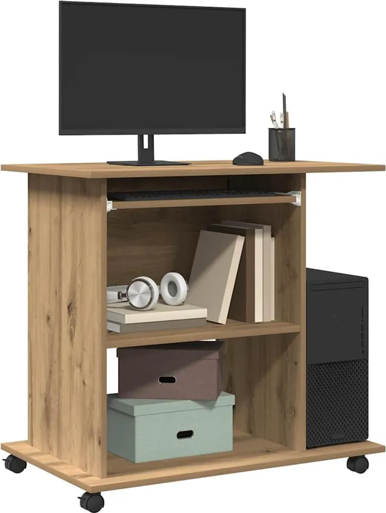 Scrivania VidaXL In Rovere Artigianale 80x40x75 Cm - Legno Multistrato Per Ufficio E Casa - 4