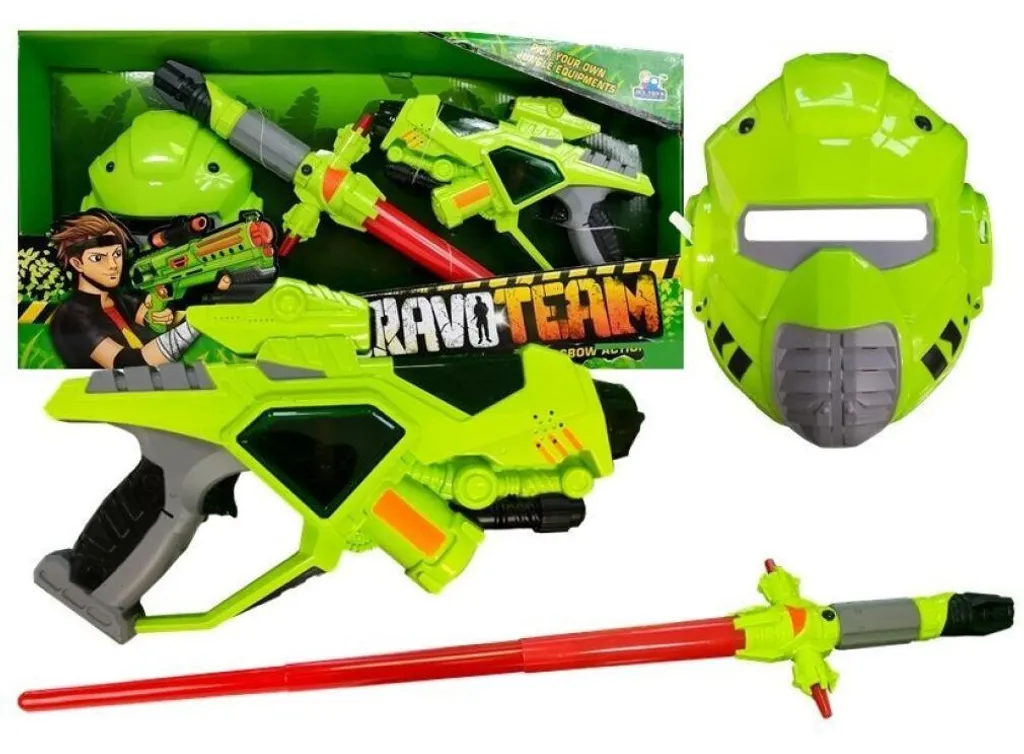 Pack Jeu de Combat Spatial Enfant : Pistolet Masque et Sabre Vert