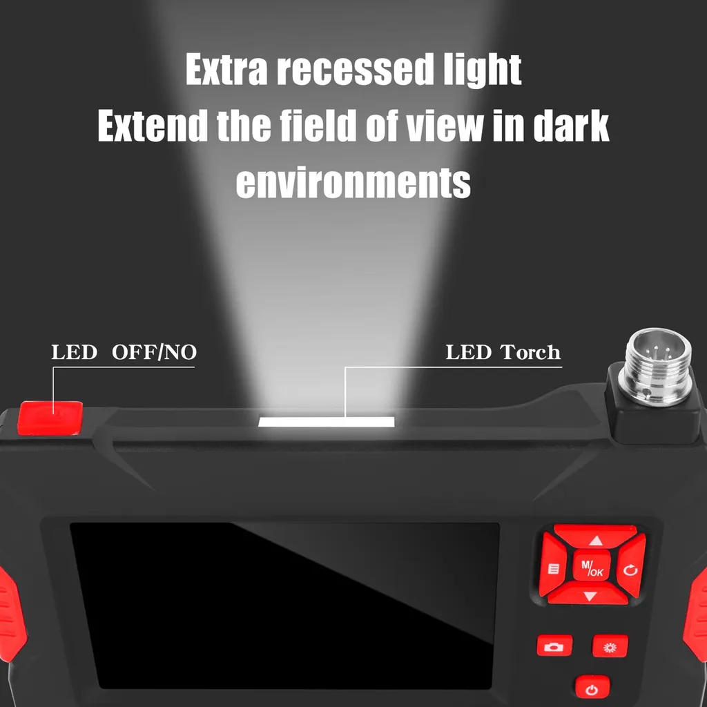 Caméra endoscopique industrielle 1080P double LED et câble rigide 5m