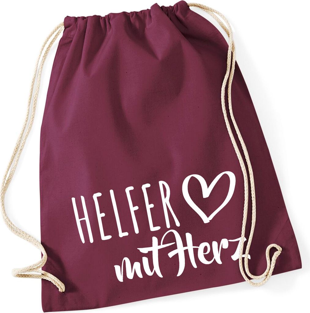 Huuraa Turnbeutel Helfer mit Herz 12 Liter Burgundy Produktbild 