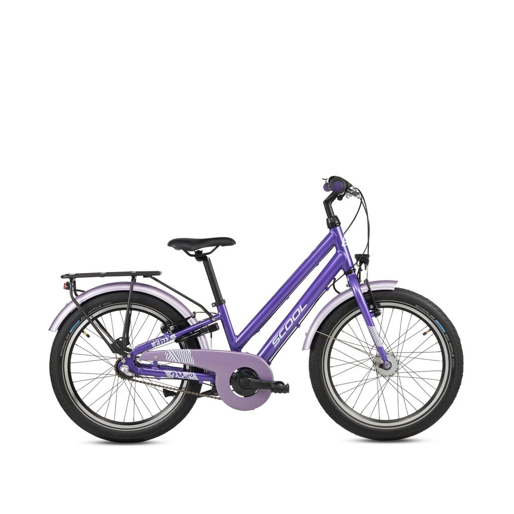 20 Zoll Kinderfahrrad, 3-Gang, Mädchenfahrrad, S’COOL chiX pro, ab 6–9 Jahre, 115–130 cm, Lila/Lavendel