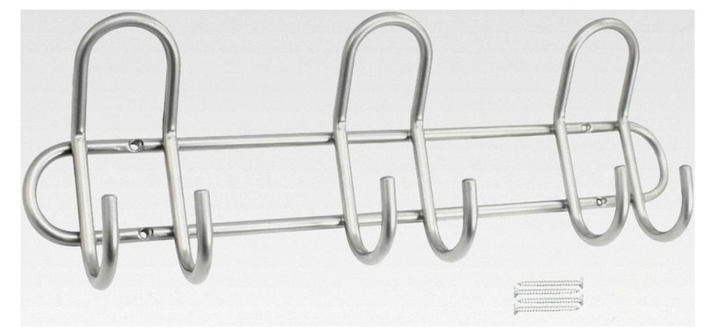 Wandgarderobe - Garderobenleiste mit 6 Haken - Doppel-Wandhaken aus massivem Metall für Flur, Eingang und Wohnbereich - 40 x 14 x 8 cm