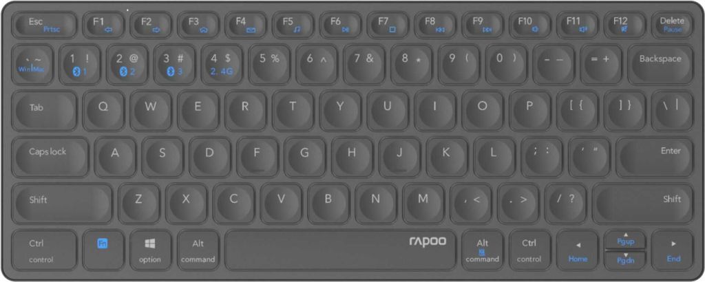 Rapoo E9600M Dunkelgrau Kabellose Multimodus Tastatur Produktbild 