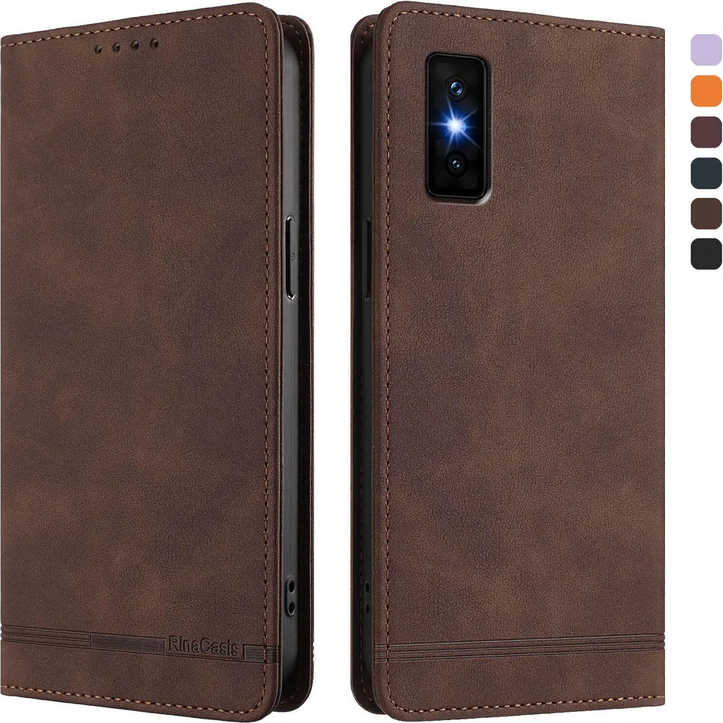 Custodia per Infinix GT 30 Pro 5G, custodia retro in Finto cuoio con supporto e slot per carte Marrone
