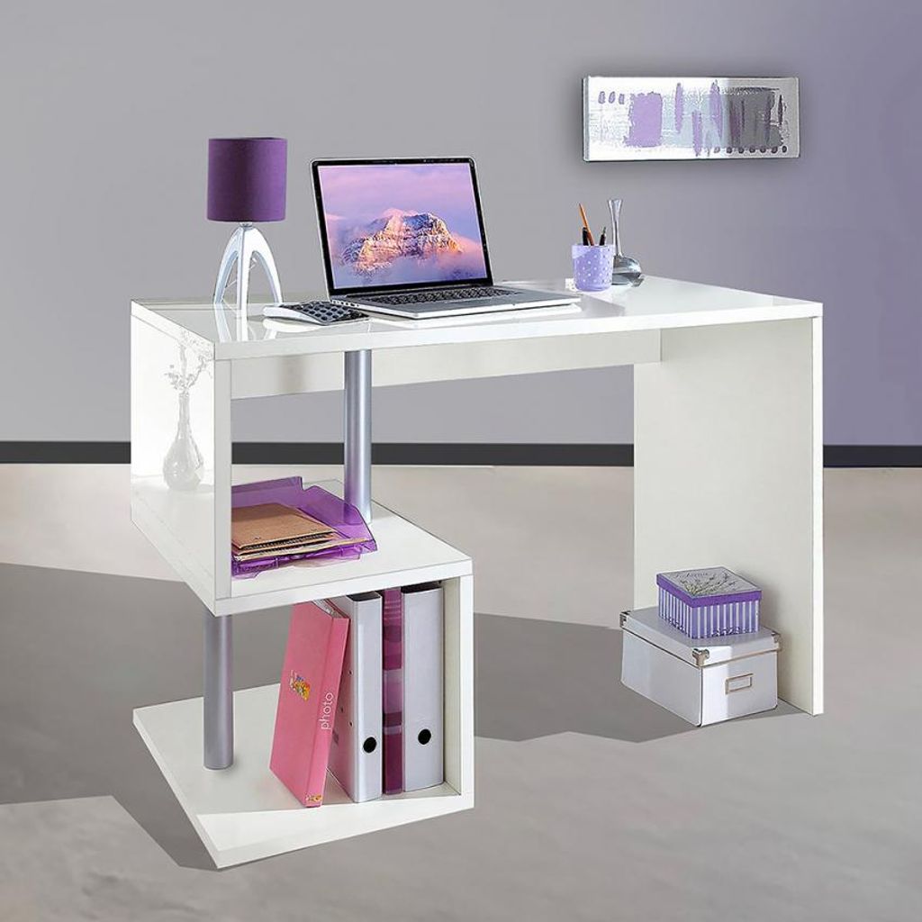 Bürotisch Schreibtisch modernes Design hochglanzweiß 100x50cm Esse 2
