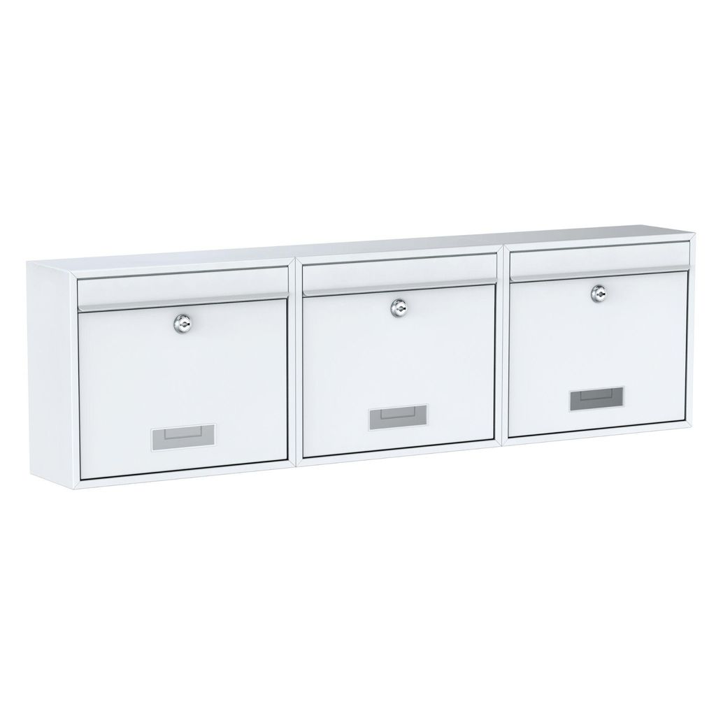 BASI - Briefkasten - SET - 3x BK 900 - Stahl Weiß - 3x2170-0662