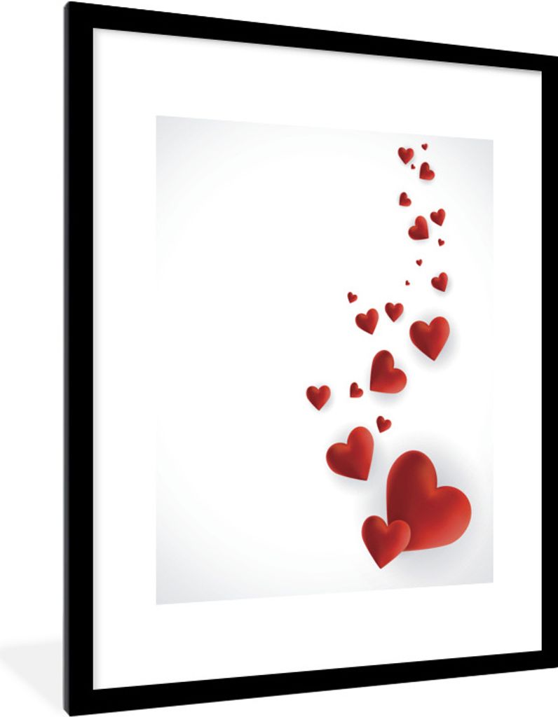 MuchoWow Gerahmtes Poster Eine Illustration eines Pfades der Herzen 60x80 cm - Poster mit Schwarzem Bilderrahmen Wandposter Rahmen Foto Bilder - ...