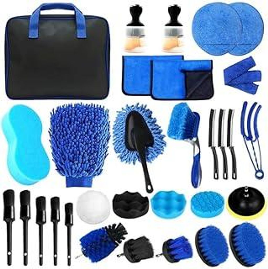 Auto Reinigungsset, 31 Stück Autopflege Set, Auto Putz Set Auto Reinigung Innenraum und Außen, Auto Reinigungsset für Lüftungsschlitz, Räder, ...
