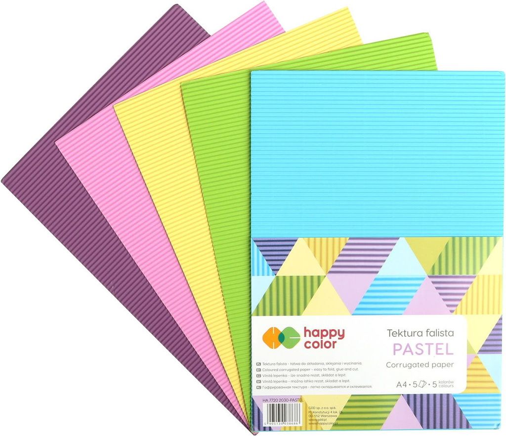 Carton ondulé mix pastel A4 5 couleurs Happy Color Image du produit 