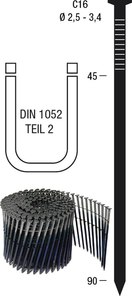 Nagelrollen CK20 3,1 x 90 mm HBK blank geharzt Produktbild 