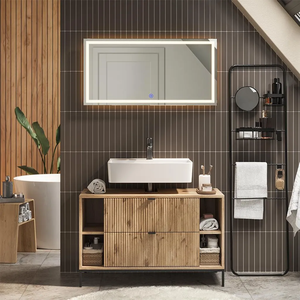 Meuble vasque 100cm idéal pour rénovation salle de bain Vicco Eliza Bois