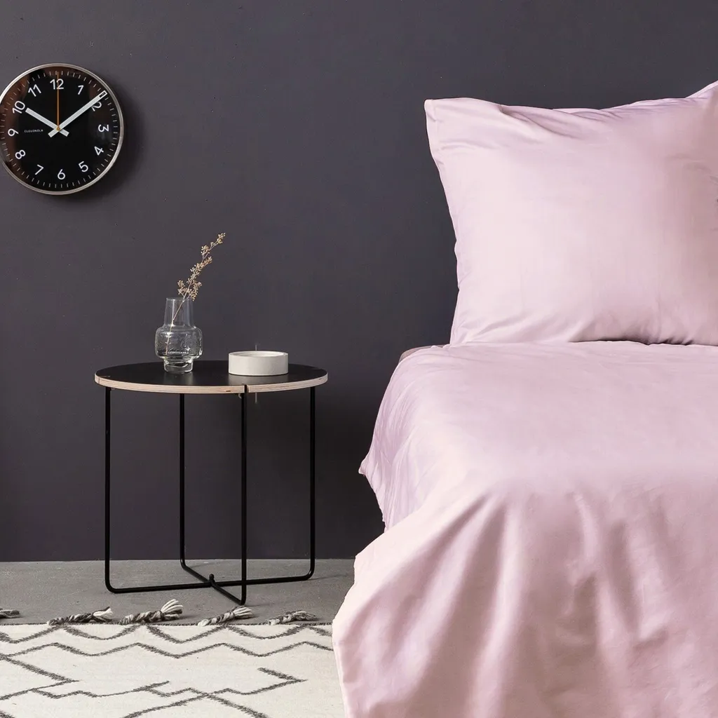 Housse de couette anti-frottement en satin de coton rose clair