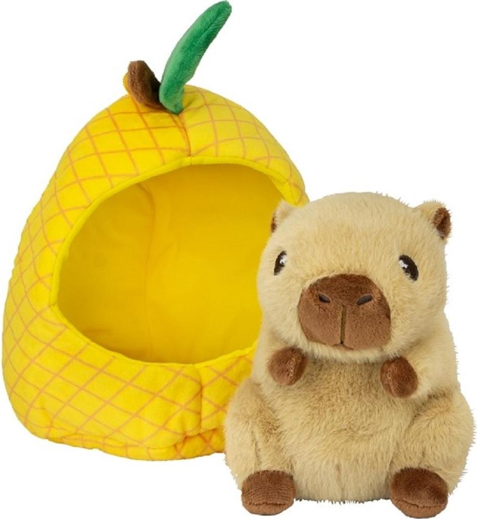 Capybara Plüschtier Kuscheltier 18cm im Früchte-Versteck braun Ananas
