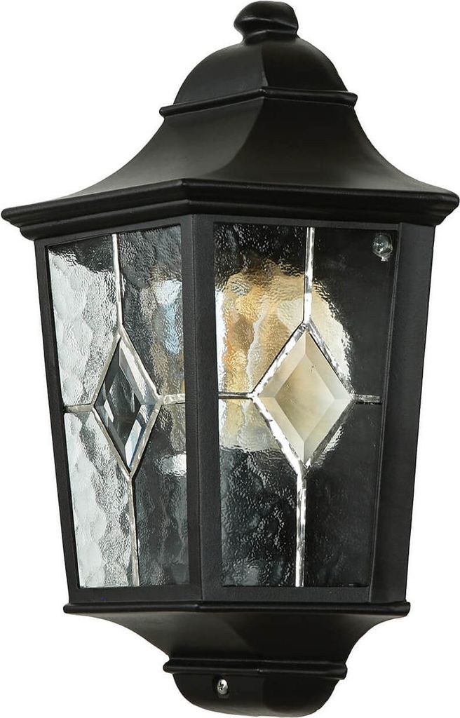 Wandlampe außen Haus Terrasse IP43 Schwarz E27 Glas Metall Rustikal Außenleuchte Wand