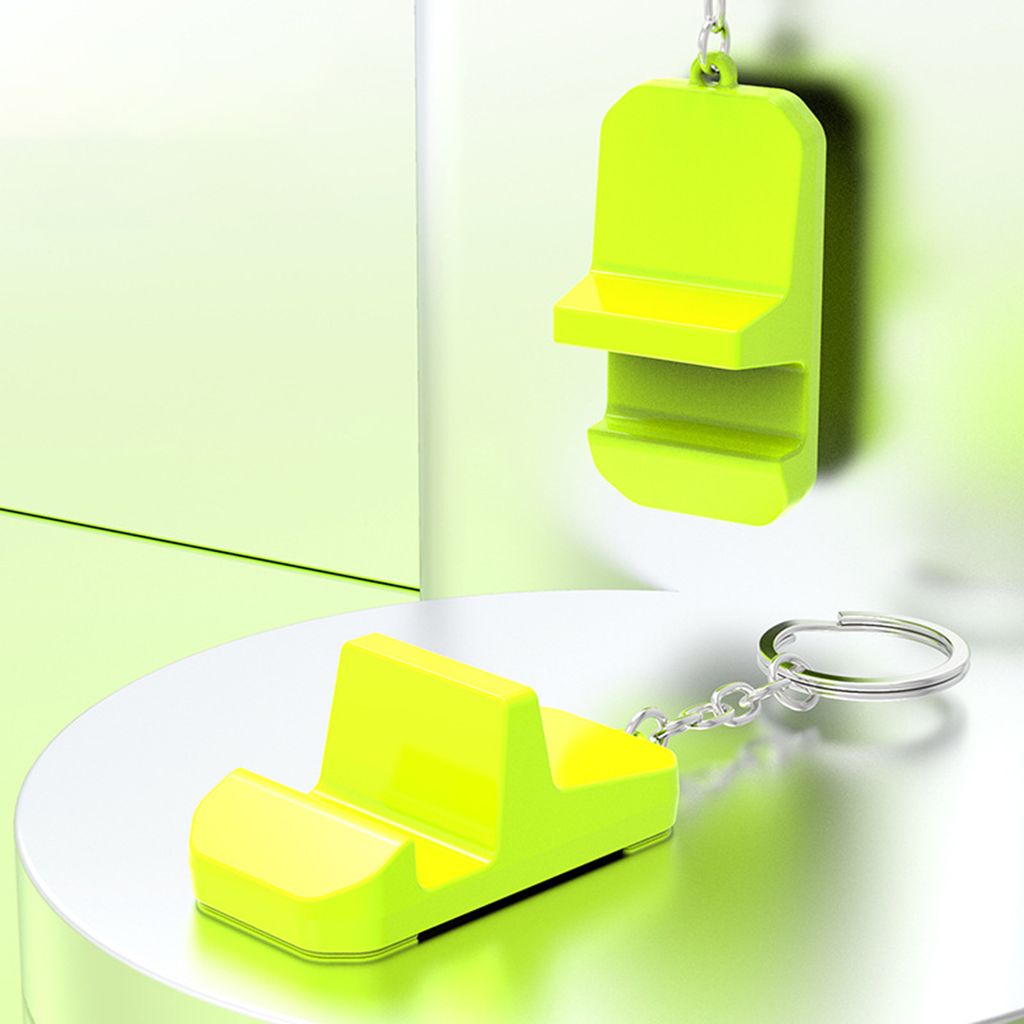 Telefonhalterung tragbarer stabiler Support mit Keychain Ring Mobiltelefon Stand Desktop Mini Tragbares Lazy Stand Home Supply-Gelbgrün