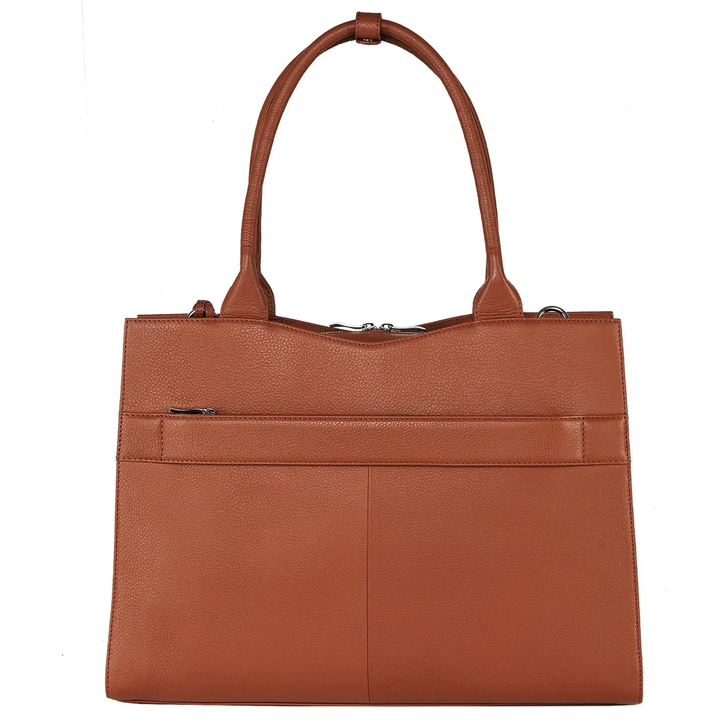 Sac business en cuir Cognac 15.6" Diamond Edition avec finitions premium
