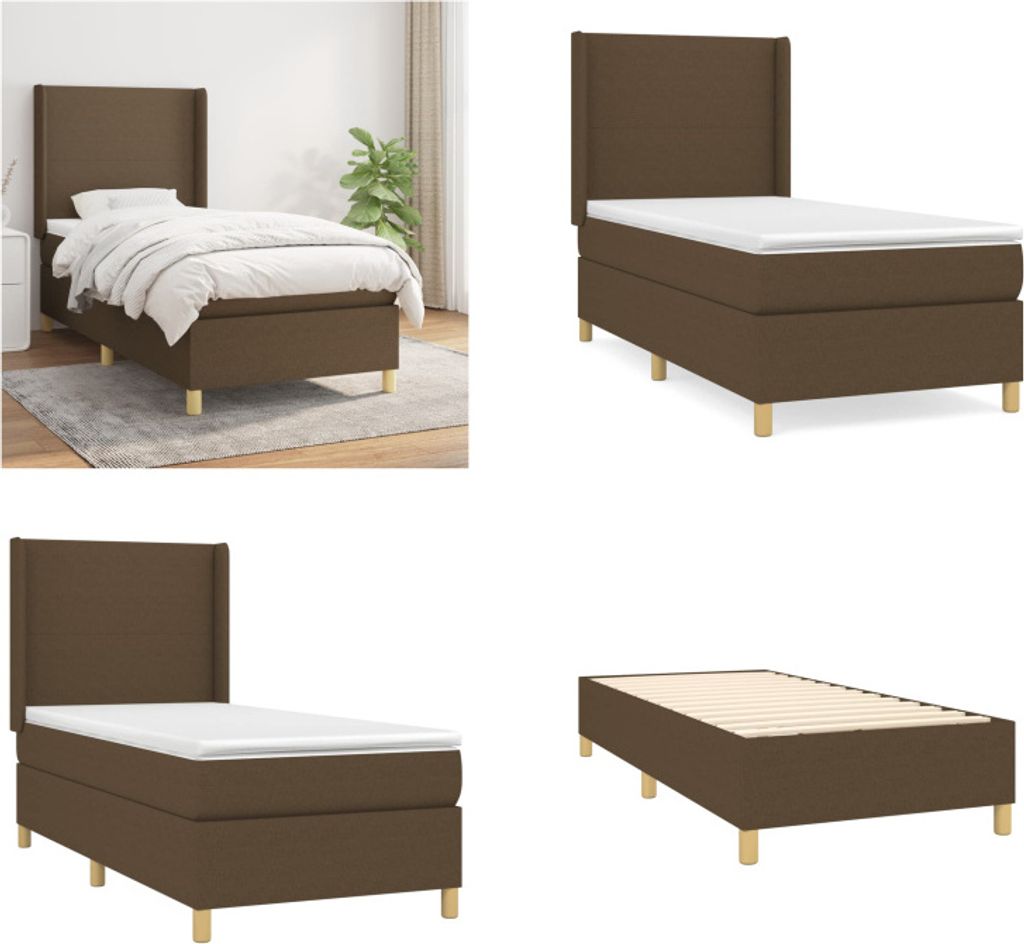 vidaXL Boxspringbett mit Matratze Dunkelbraun 80x200 cm Stoff - Boxspringbett - Boxspringbetten - Bett - Schlafzimmermöbel