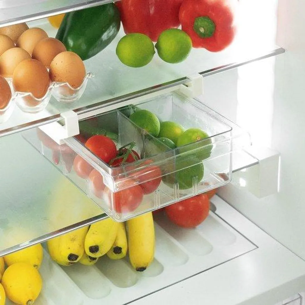 Organisateur de réfrigérateur transparent avec bac à œufs amovible 32cm