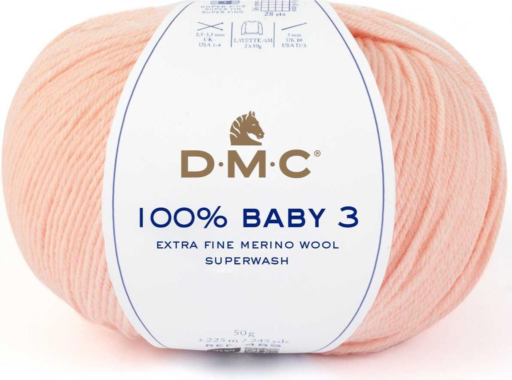 DMC Baby 3, Baby, Pfirsich, Wolle, 225 m, 100% Baby Aquarelle, 50 g