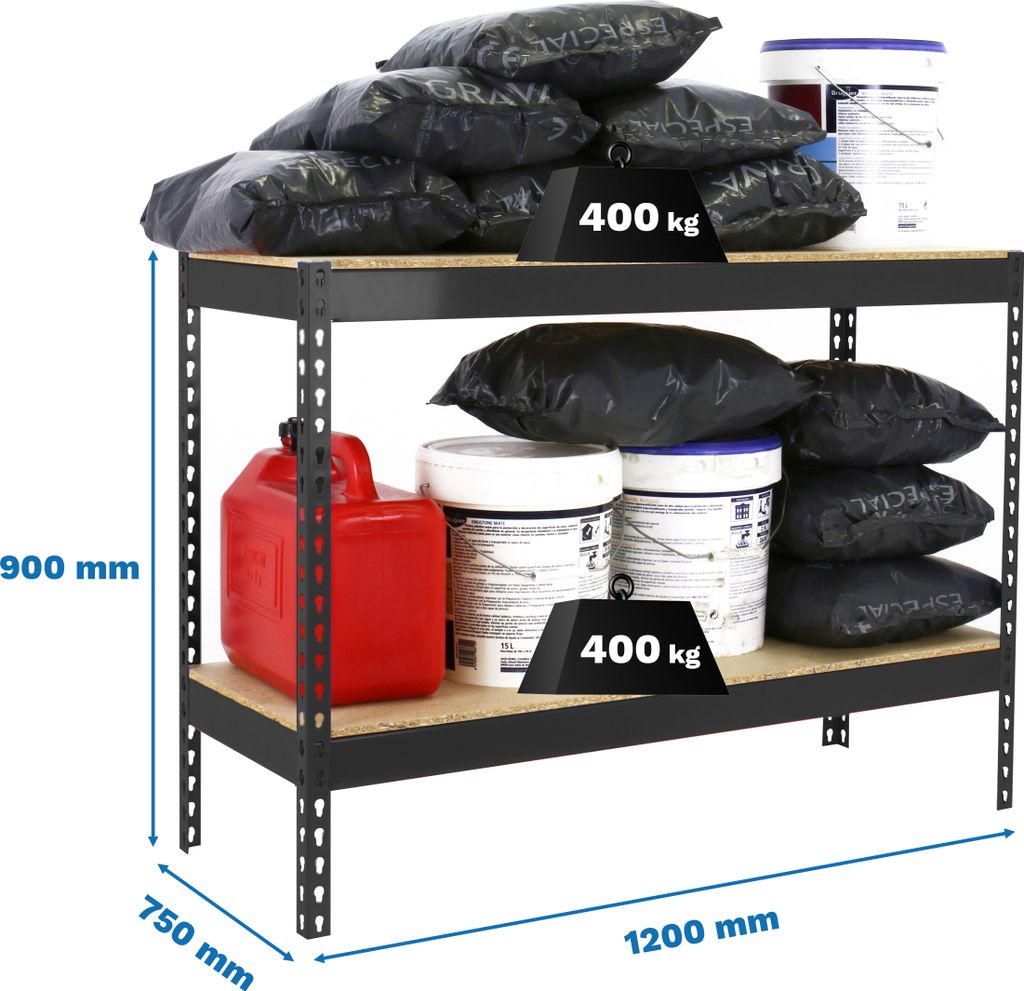 Meia Laderegal ohne Parasicherungen ECOFORTE 1207-2 Spanplatte 900 Anthrazit/Holz