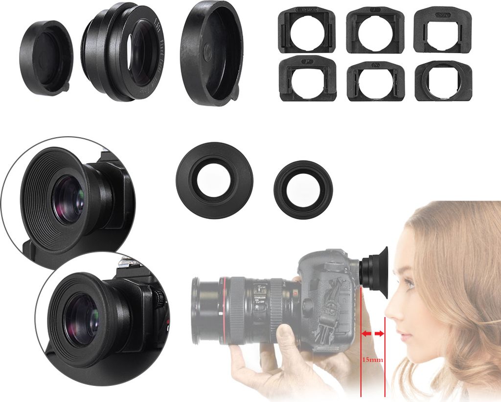 1,51-facher Sucher mit festem Fokus, Okular, Augenmuschel-Lupe fuer DSLR-Kamera mit 2 * Augenklappe