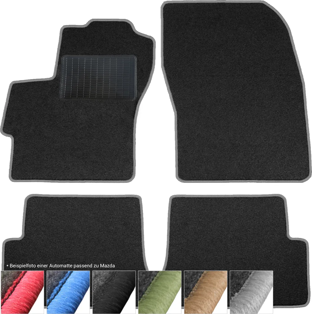 Tappetini Auto Velours Tappetini Auto Neri Set 4 pezzi adatto per Mazda CX-7 dal 2007 (Grigio - cuciture decorative)
