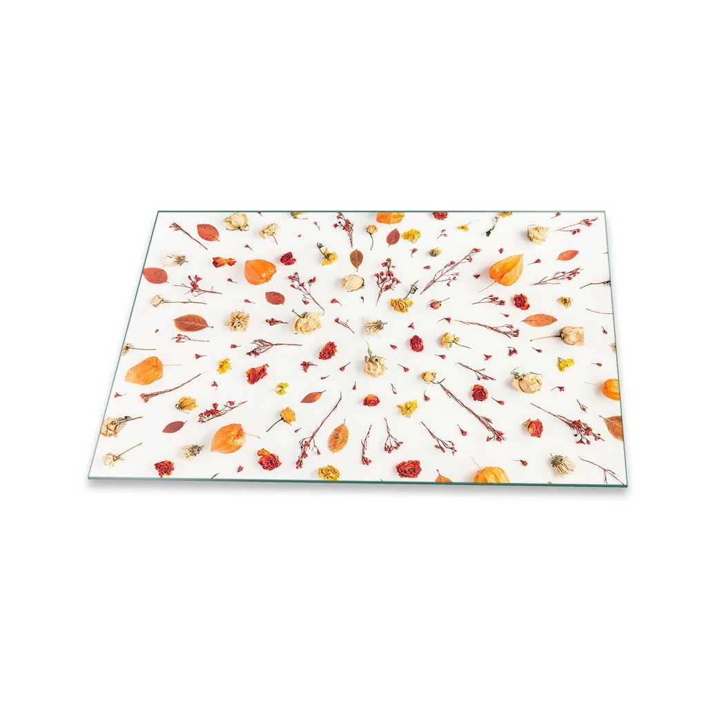 Copri Piano Cottura 80x52 Vetro Temperato Giallo Fiori Economico