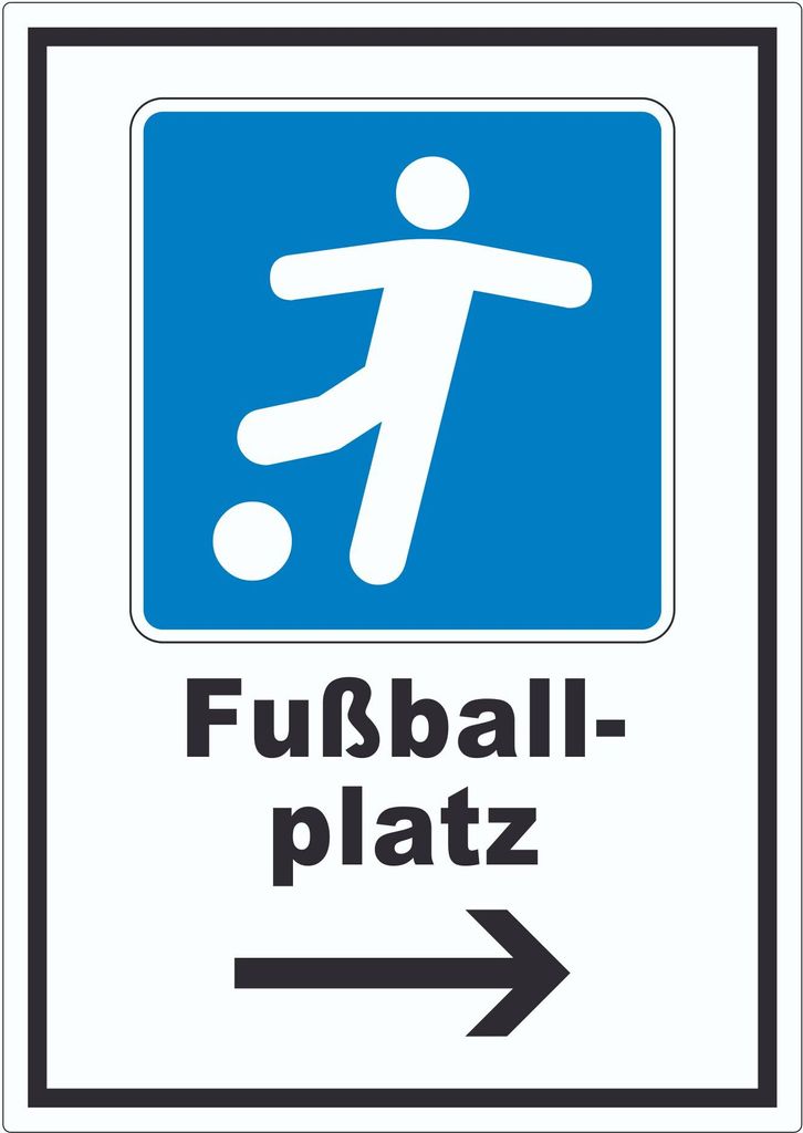 Fußballplatz Aufkleber mit Pfeil rechts A3 (297x420mm)