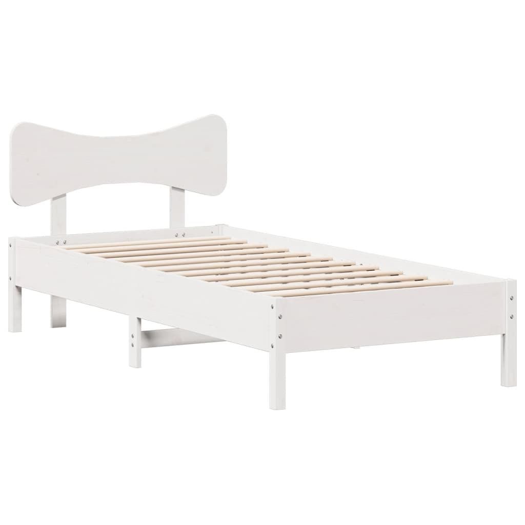 Massivholzbett ohne Matratze Weiß 75x190 cm Kiefernholz