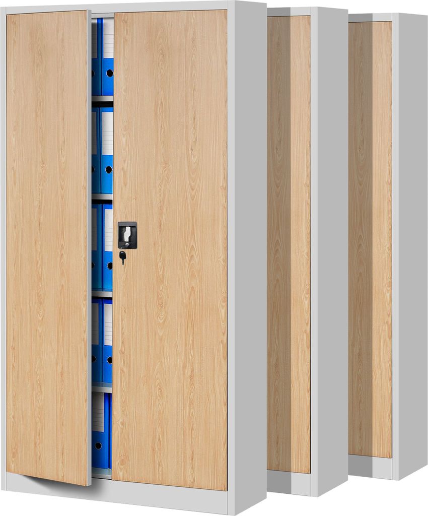 3er Set Aktenschrank C001 Metallschrank Stahlschrank Werkzeugschrank Büroschrank Lagerschrank Universalschrank Pulverbeschichtung Flügeltüren 18...