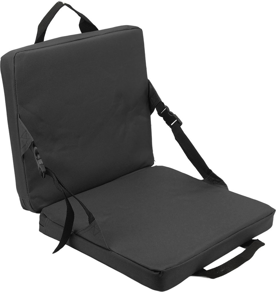 Outdoor Klappstuhl mit Rückenlehne Weiches Schwammkissen Rückenstuhl für Stadion und Strand Schwarz