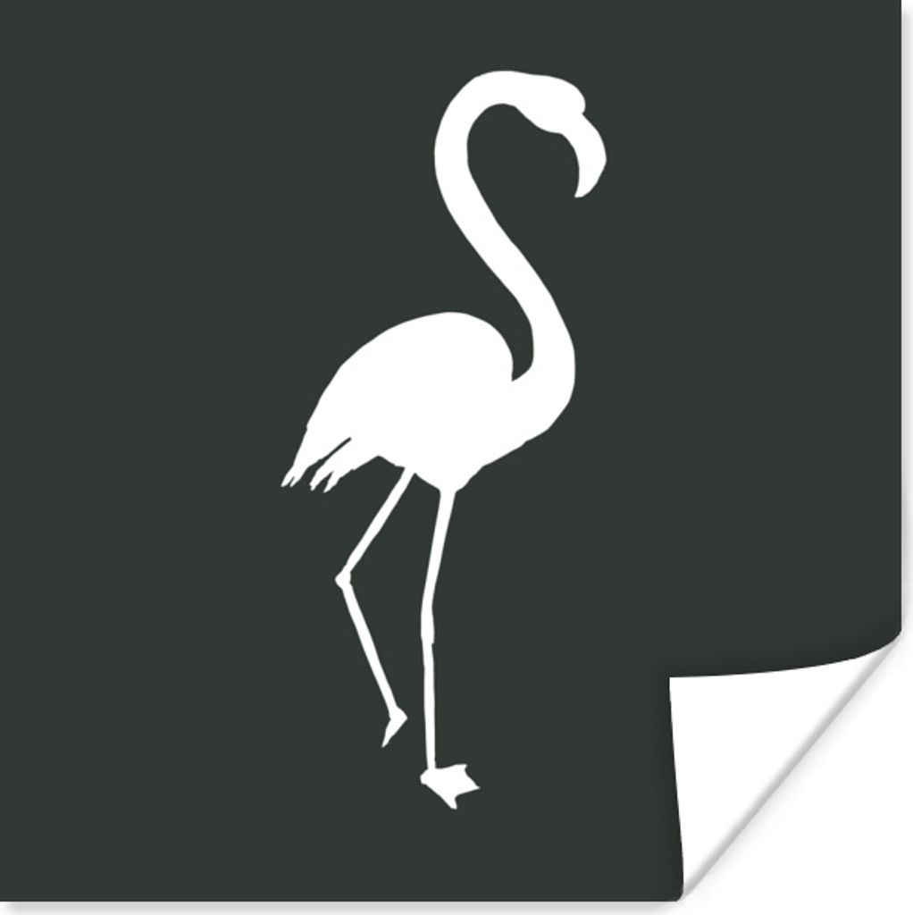 MuchoWow Poster Flamingo - Scherenschnitt - Weiß 30x30 cm - Wandposter - Printing