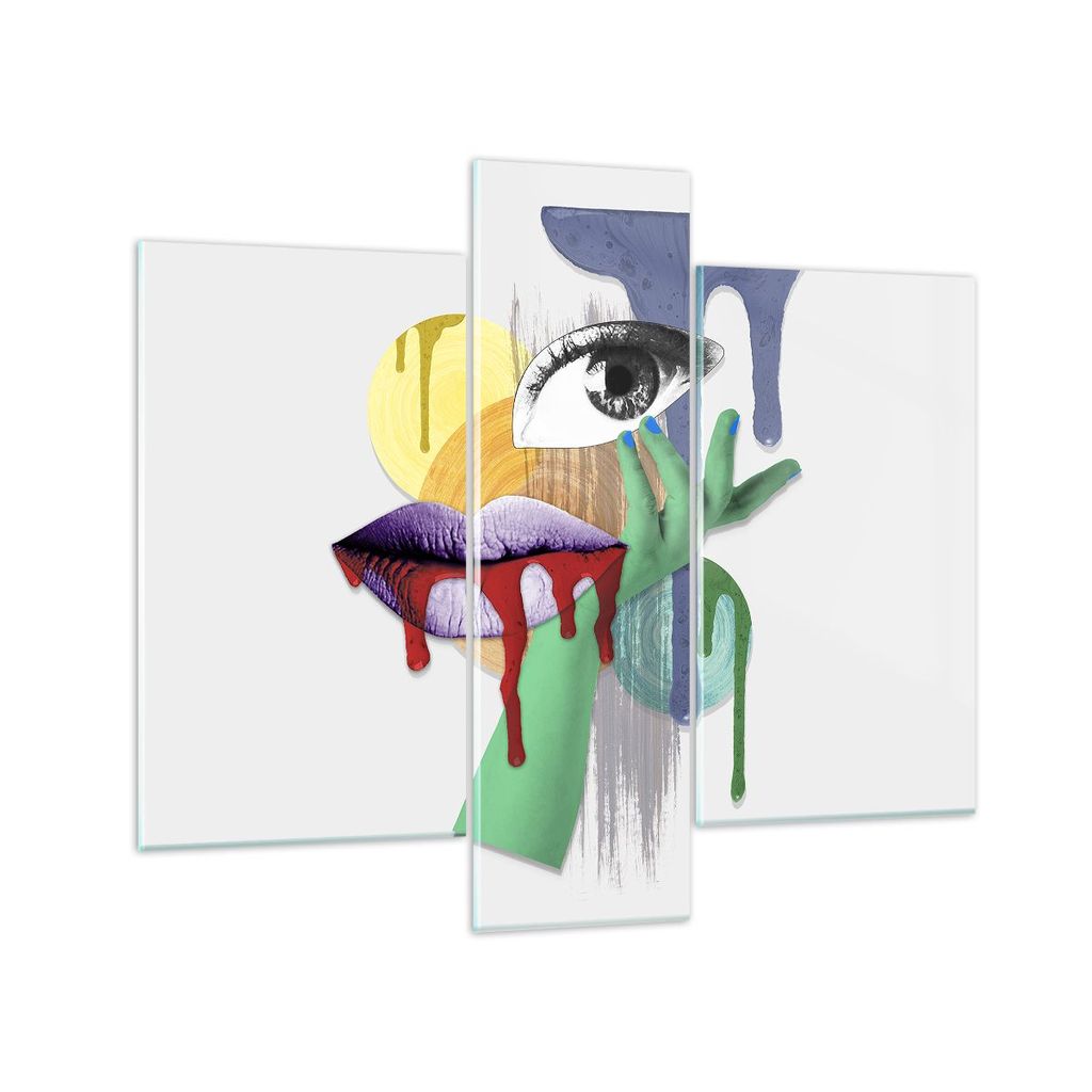 Bilder auf glas - Abstraktion modern - 95x80cm - Glasbilder - Wandbilder - Kunstdruck - zum Aufhängen bereit - Wanddekoration aus Glas - Glas Bild...