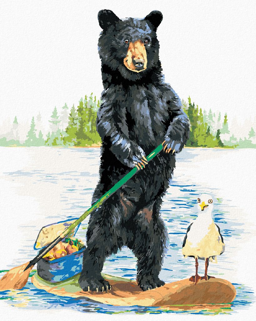 Zuty - Malen nach Zahlen - BÄR AUF EINEM BOOT (HOLLY SIMENTAL), 40x50 cm, ohne Keilrahmen