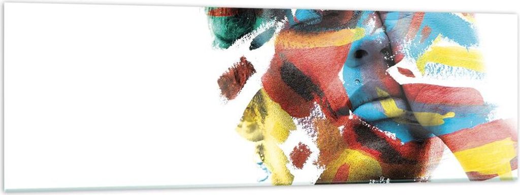 Bilder auf glas - Einteilig - Gemalt Gesicht Modern - 160x50cm - Glasbilder - Wandbilder - Bilder - zum Aufhängen bereit - Wanddekoration aus Glas...