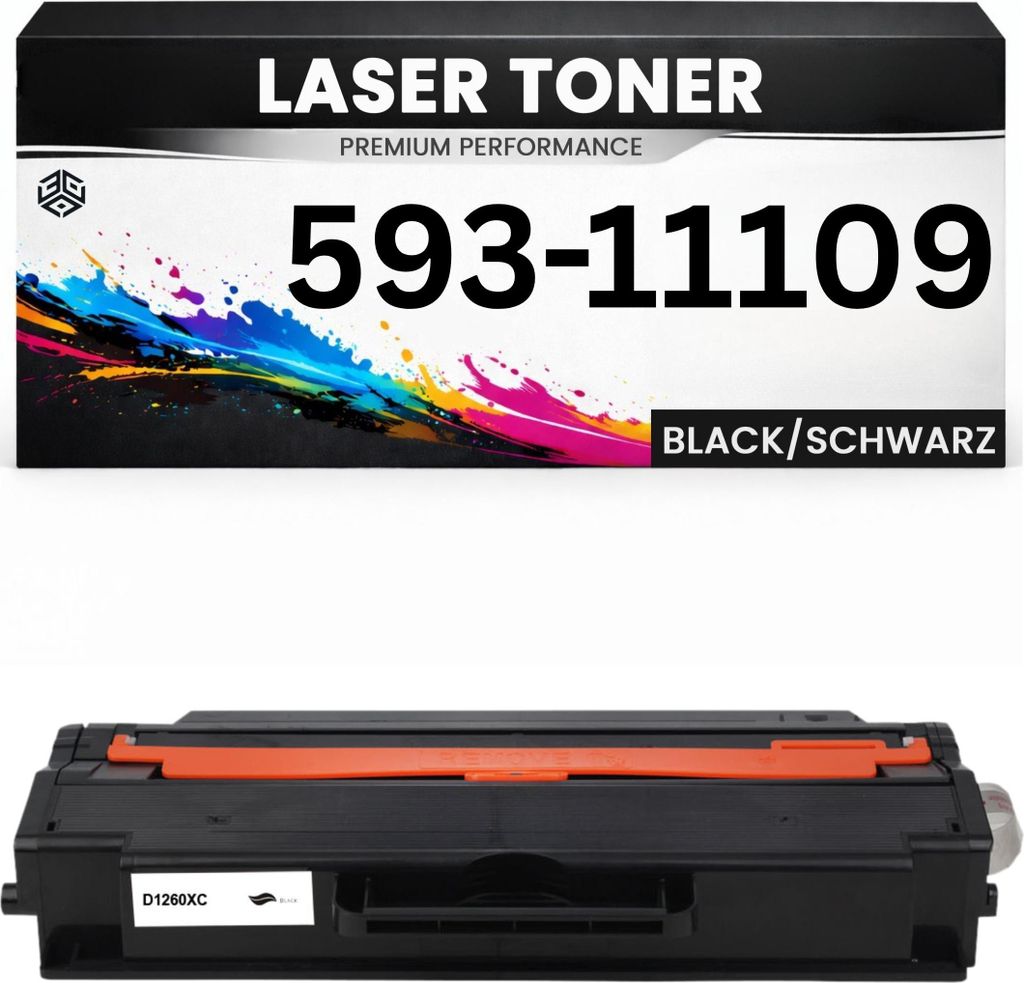 2 x Toner 593-11109 für Dell kompatibel Schwarz 59311109 wie Original Tonerkartusche für Dell B1260dn, B1265DNF