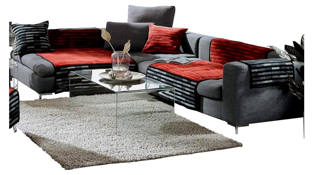 Sessel- und Sofaschoner Baumwollmischung rot/grau 100x200 cm