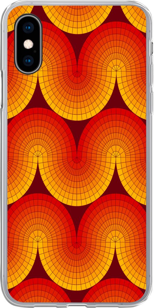 MuchoWow Handyhülle Schutzhülle Hülle für Telefoonhoesje iPhone X Design - Retro - Rot - Abstrakt Silikon Softcase Handy Hülle - Handyhülle