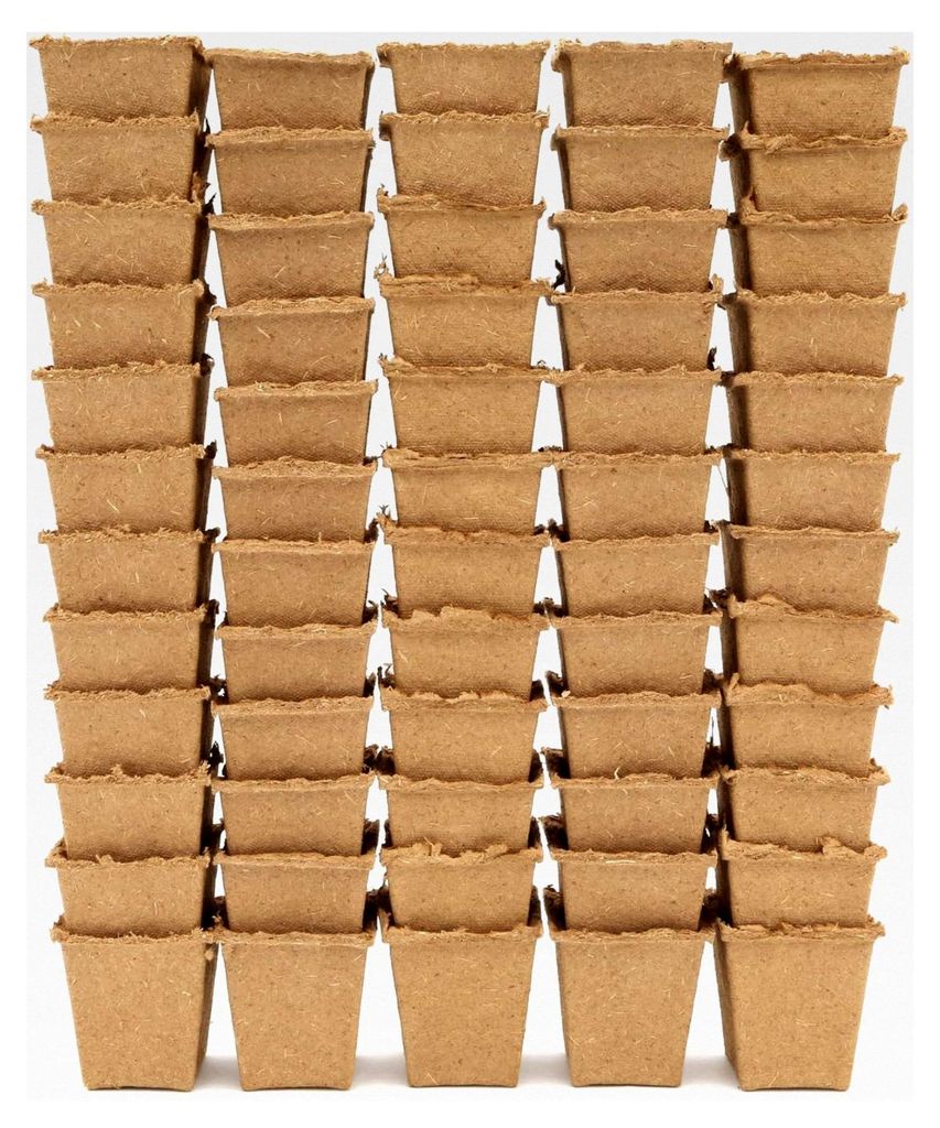 FLORTUS 5 cm quadratische Anzuchttöpfe aus Holzfaser | 60 Stück | Pflanztöpfe für nachhaltige Gartenarbeit | 100% biologisch abbaubar, torffrei...