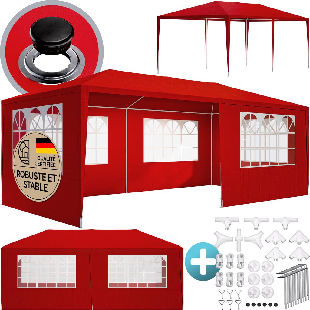 CASARIA® Tonnelle de jardin Rimini rouge 3x6m avec toile Image du produit 