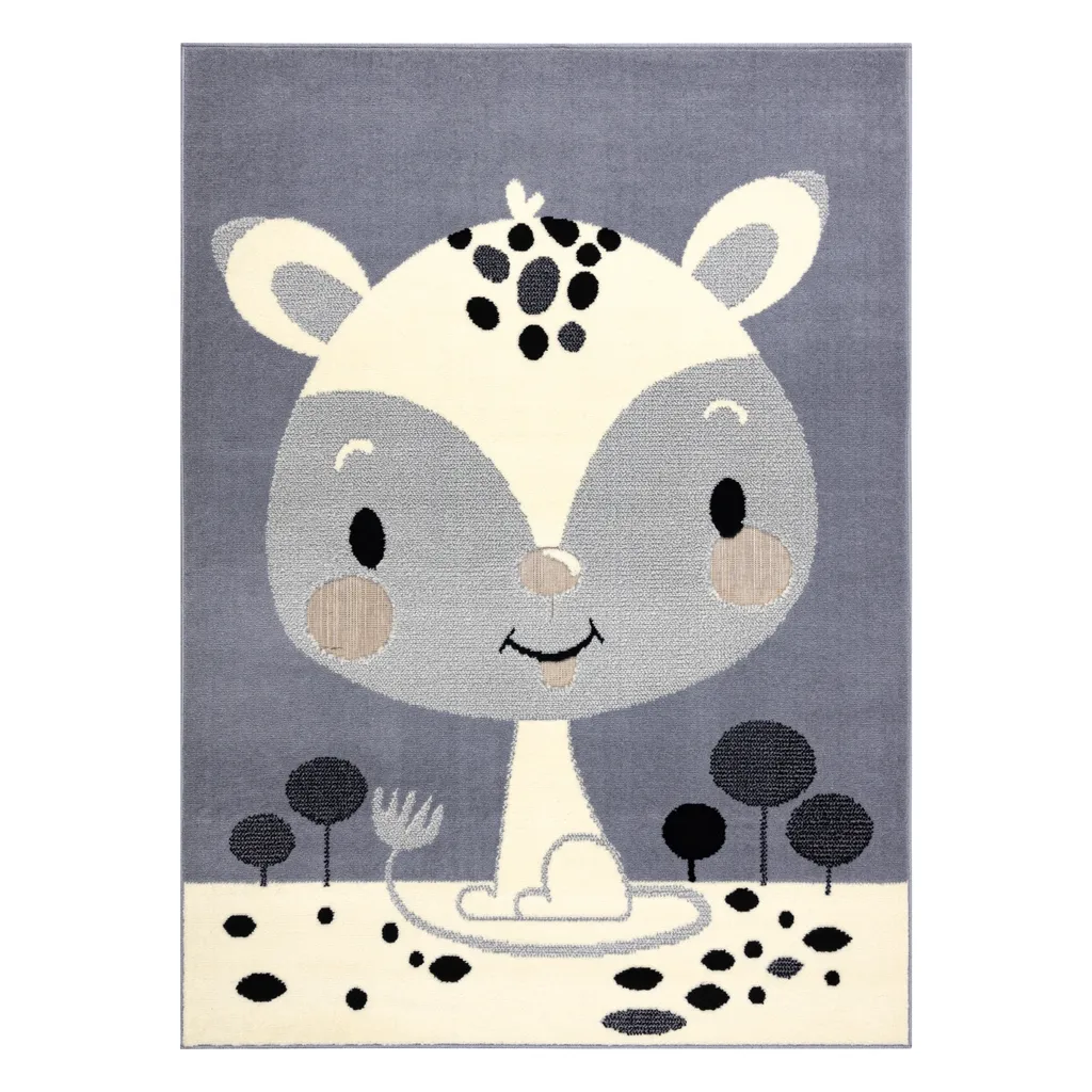 Tapis Confortable pour Chambre Enfant Renard Gris BCF FLASH 120x160 - 2