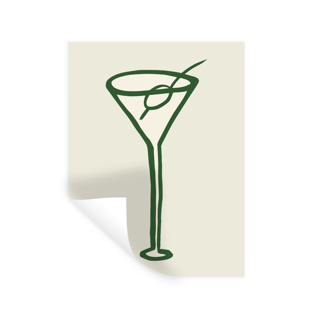MuchoWow Wandtattoo Wandsticker Wandaufkleber Cocktail - Strohhalm - Glas - Grün 30x40 cm Selbstklebend und Repositionierbar - Sticker - Dekorfolie