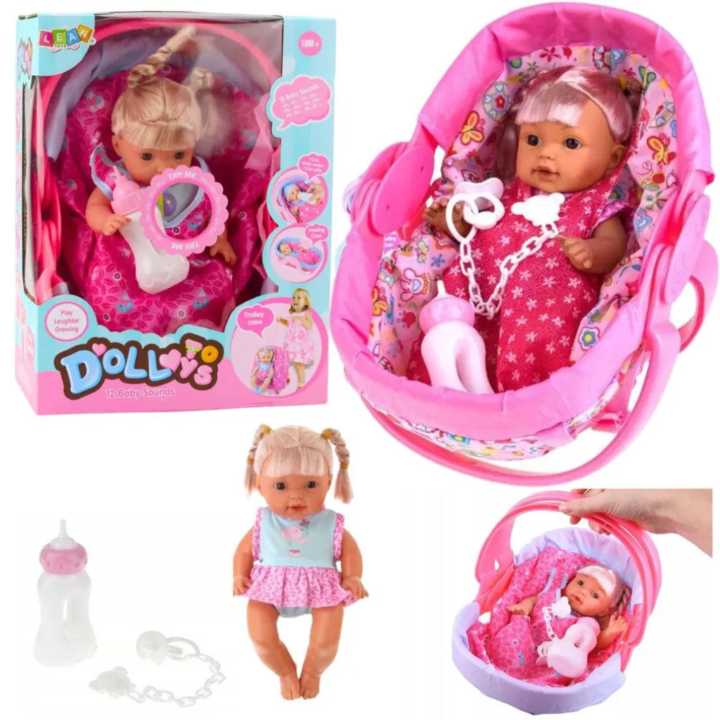 Poupée sonore avec sac, biberon, tétine - Fonction pipi et babillage