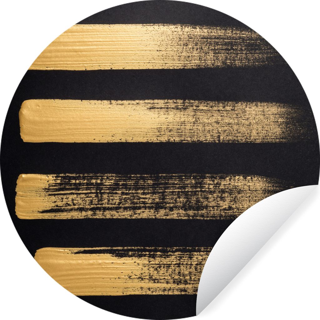 MuchoWow Runde Wandtattoo - Wandsticker Tapete Aufkleber Muster aus goldener Farbe auf schwarzem Hintergrund Ø 100 cm Selbstklebend und Repositi...