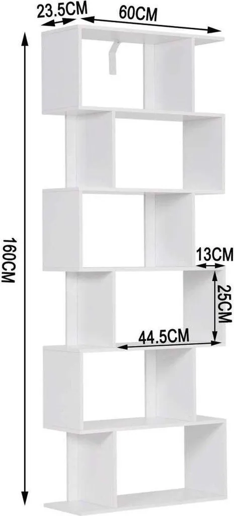 Étagère Bibliothèque Ouverte Bolt Edge 6 Niveaux Design Blanc Mat