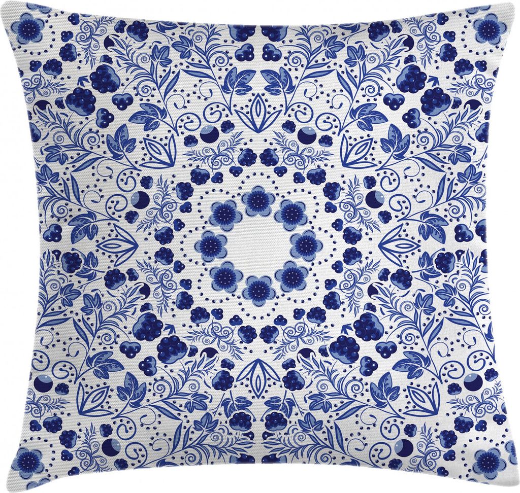 ABAKUHAUS Arabeske Kissenbezug, Oriental Boho, Kissenhülle mit Reißverschluss Waschbar Farbfest Beidseitiger Druck, 60 x 60 cm, Blau